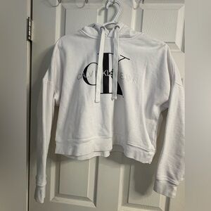 Calvin Klein Jeans White Logo Hoodie Sweater
